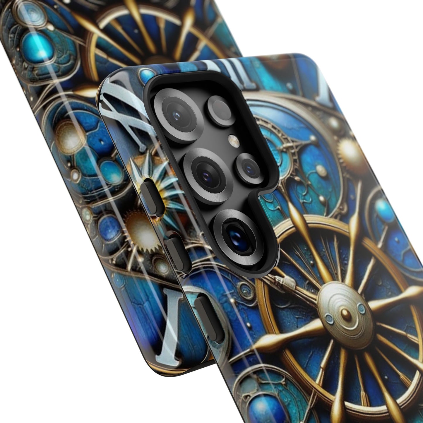 Stylish Phone Cases for Adventurers, Unique Phone Cover, Gift for Friends, Gold and Blue Steampunk Design, Tough Protective Case, Artistic [...]