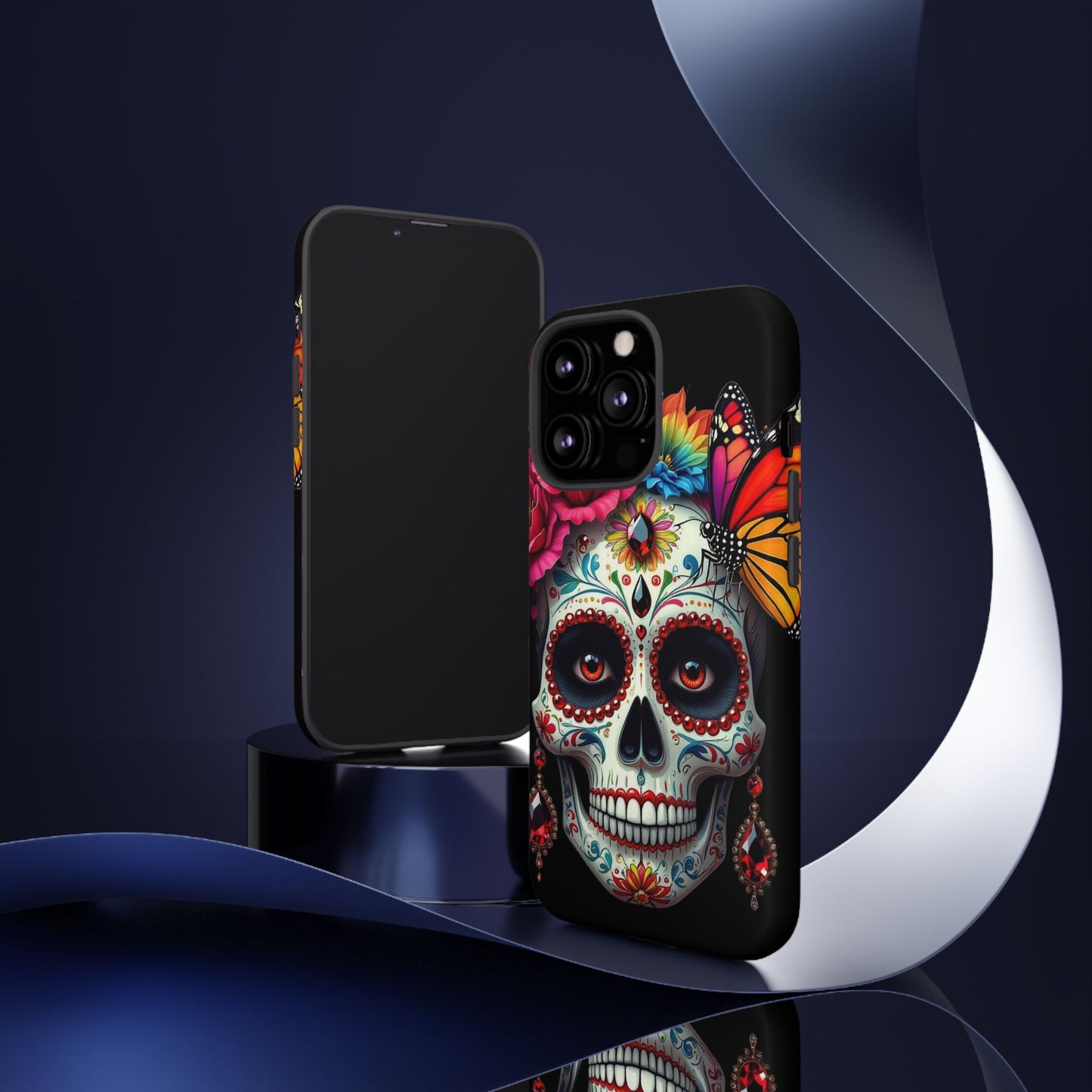 Colorful Sugar Skull Phone Case, Day of the Dead Case, Floral Phone Cover, Flower Skull Design, Edgy Phone Accessory