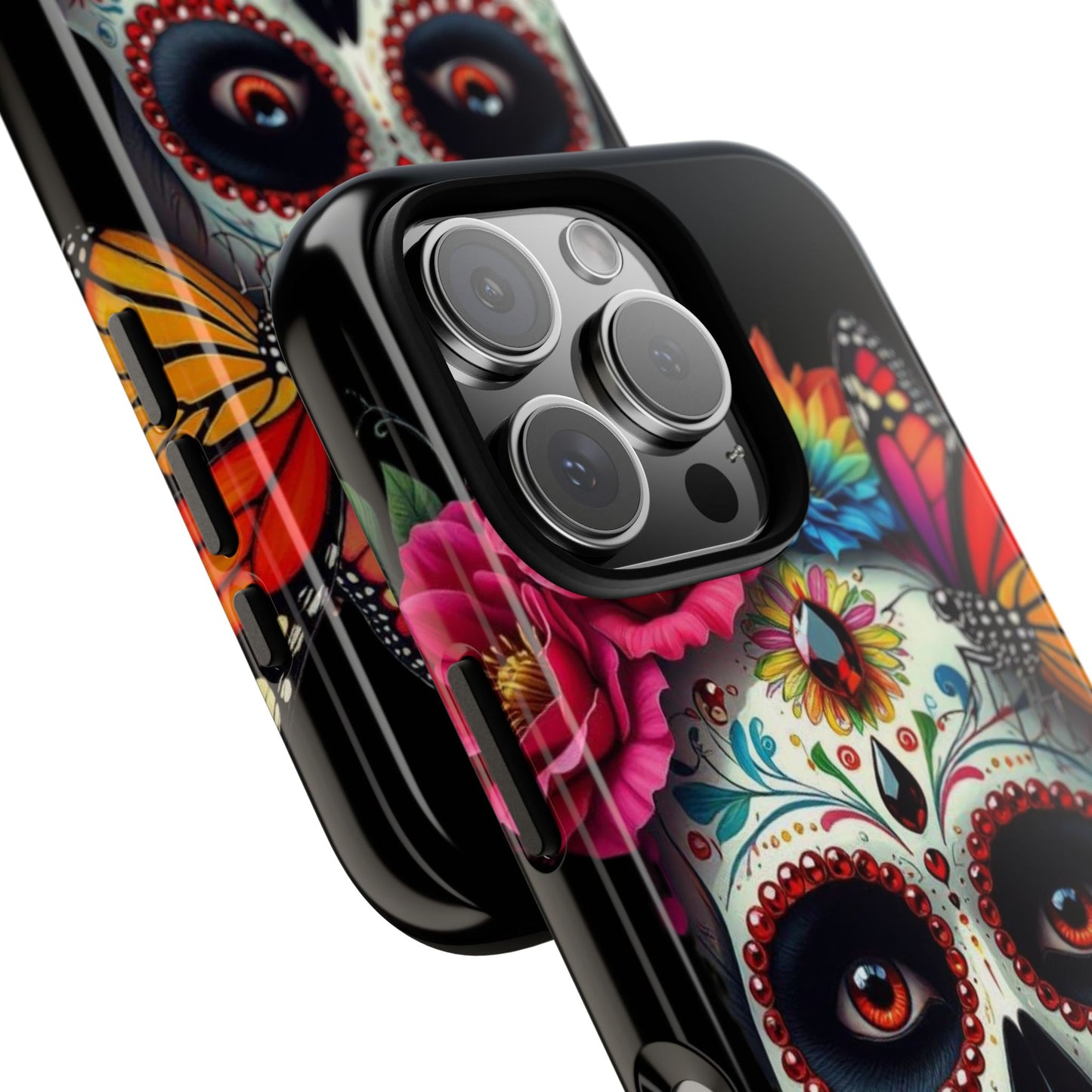 Colorful Sugar Skull Phone Case, Day of the Dead Case, Floral Phone Cover, Flower Skull Design, Edgy Phone Accessory