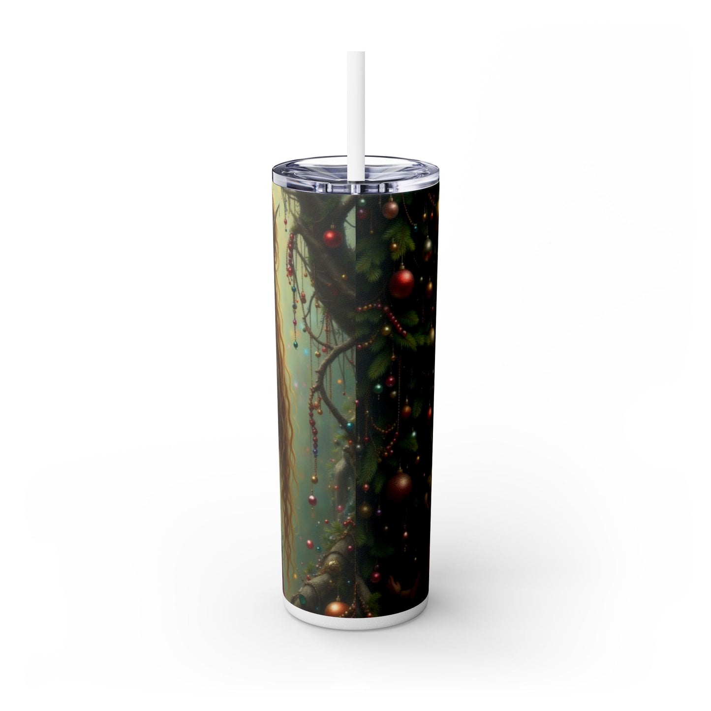 Festive Skinny Tumbler with Straw, 20oz - Holiday Drinkware, Christmas Gift, Seasonal Decor, Eco-Friendly Beverage Container, Unique [...]