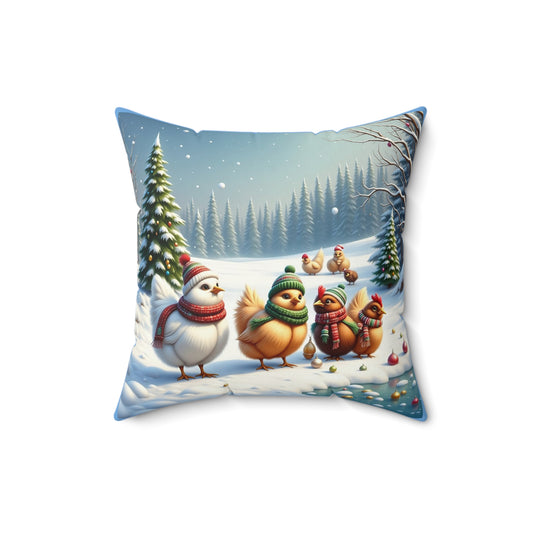 Winter Wonderland Decorative Pillow, Cozy Home Decor, Holiday Throw Cushion, Gift for Bird Lovers, Seasonal Accent Pillow