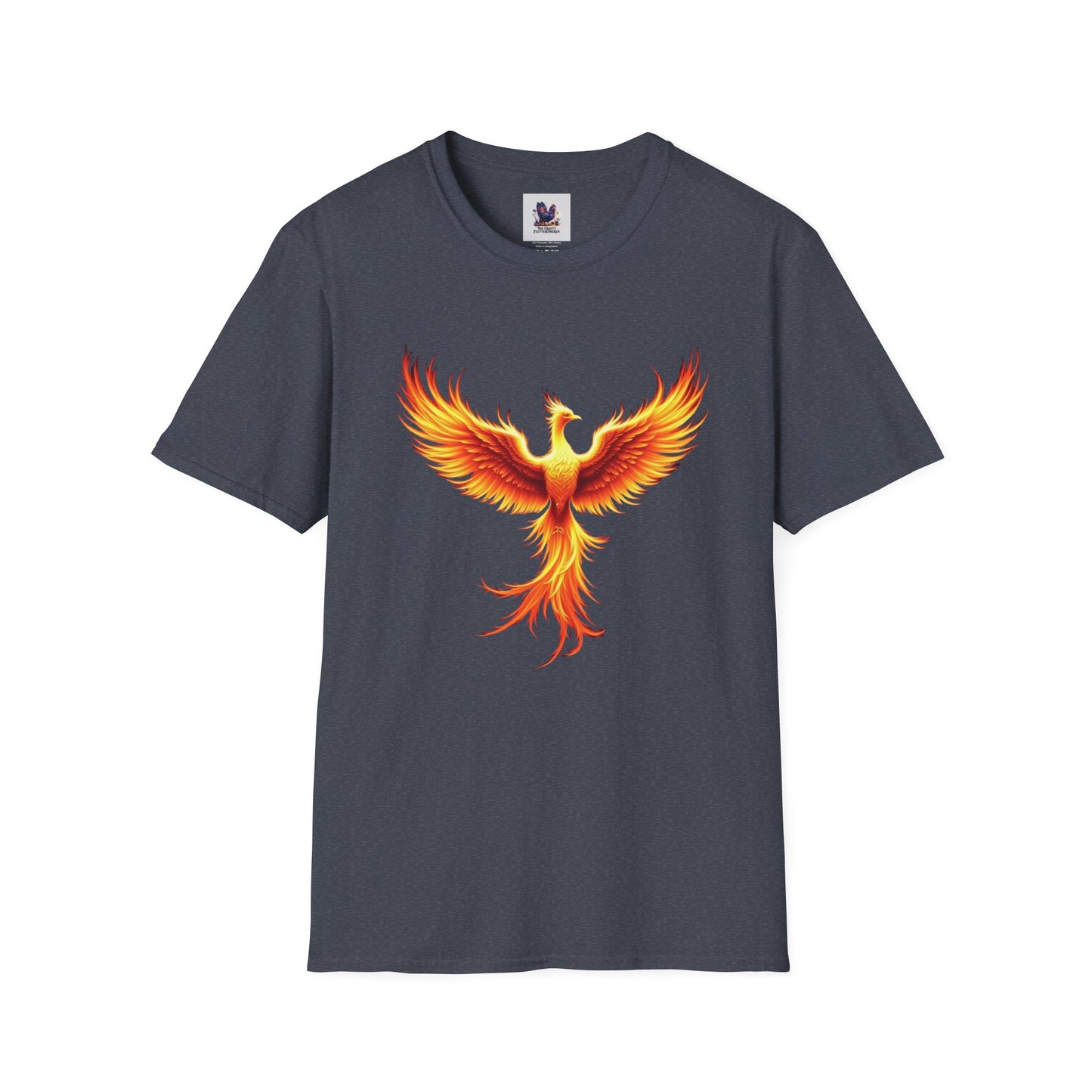 Colorful Phoenix Art Unisex Softstyle T-Shirt, Colorful Tee, Nature-Inspired Apparel, Cute Graphic Shirt