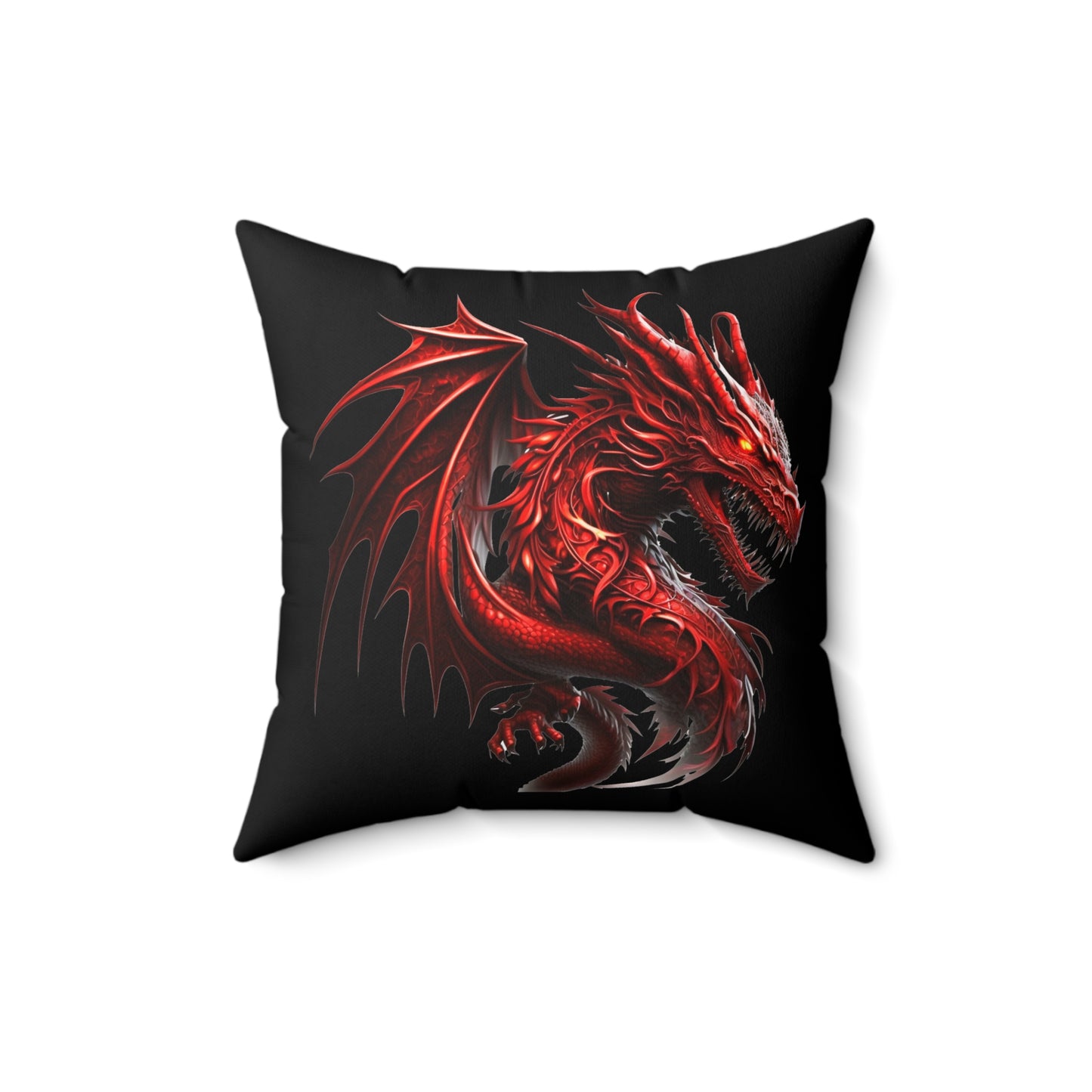 Red Dragon Fantasy Pillow, Dragon Decor, Gothic Home Accent, Gift for Fantasy Lovers, Cozy Gaming Room Accessory