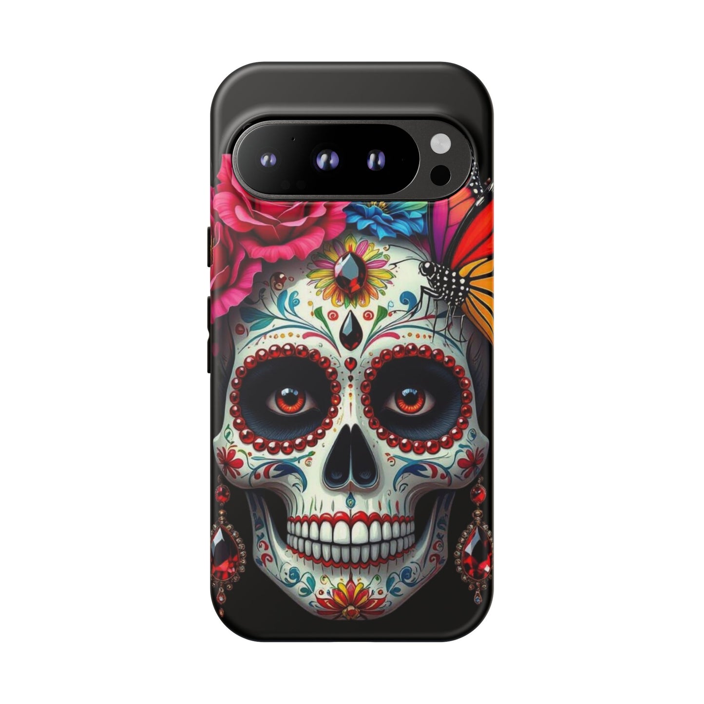 Colorful Sugar Skull Phone Case, Day of the Dead Case, Floral Phone Cover, Flower Skull Design, Edgy Phone Accessory