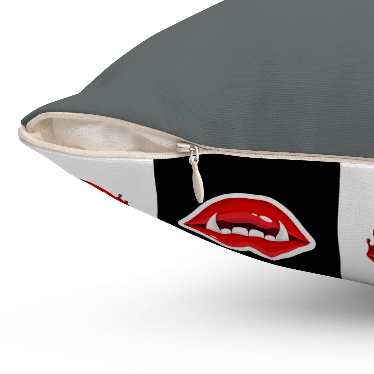Vampire Lip Square Pillow, Halloween Decor, Gothic Home Accessory, Spooky Throw Pillow, Unique Gift