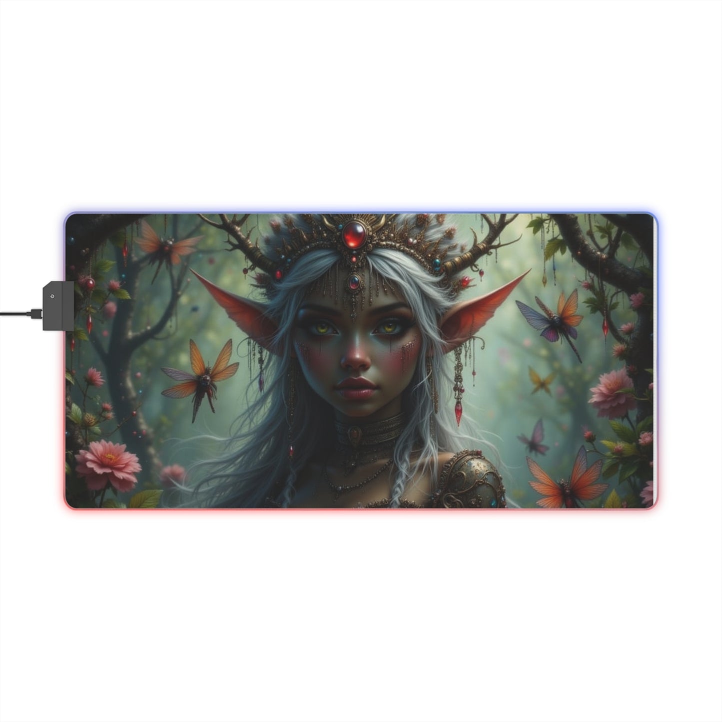 LED Fantasy Gaming Mouse Pad - Enchanted Elf Design, RGB, Gamer Accessories, Desk Decor, Perfect for Gaming Setup