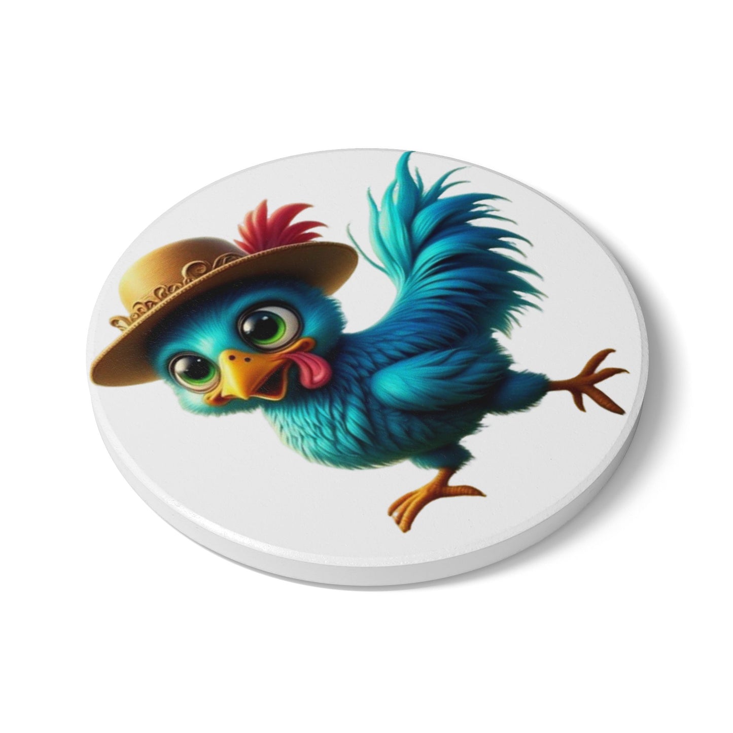 Ceramic Coaster, Chicken Periwinkle, Unique Designs, Gift Ideas