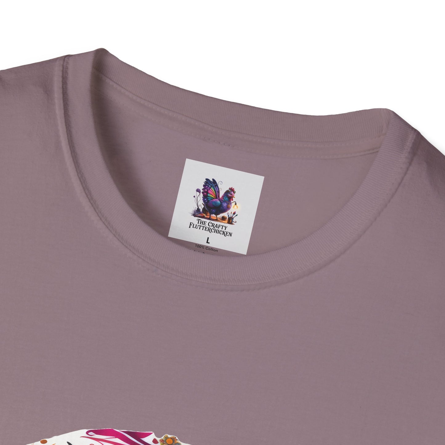 Colorful Sugar Skull Art Unisex Softstyle T-Shirt, Colorful Tee, Cute Graphic Shirt