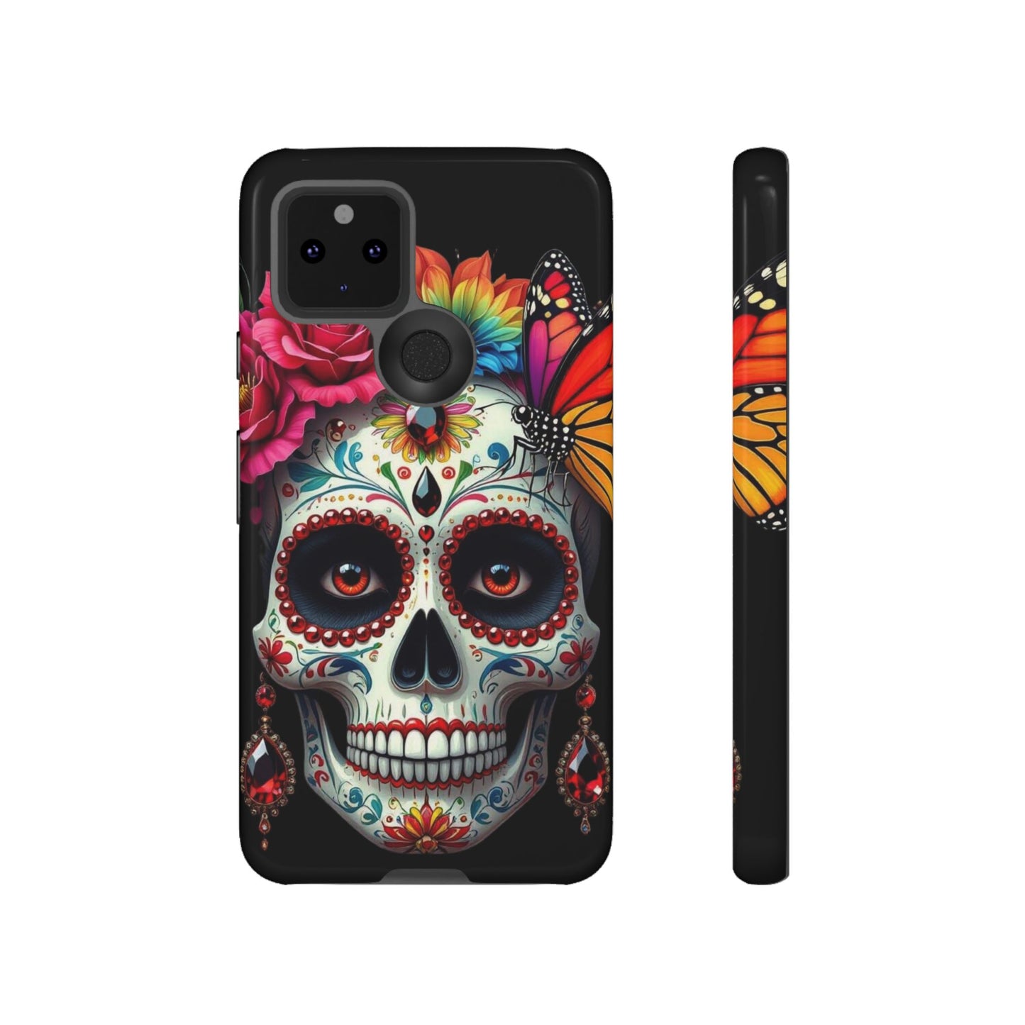 Colorful Sugar Skull Phone Case, Day of the Dead Case, Floral Phone Cover, Flower Skull Design, Edgy Phone Accessory