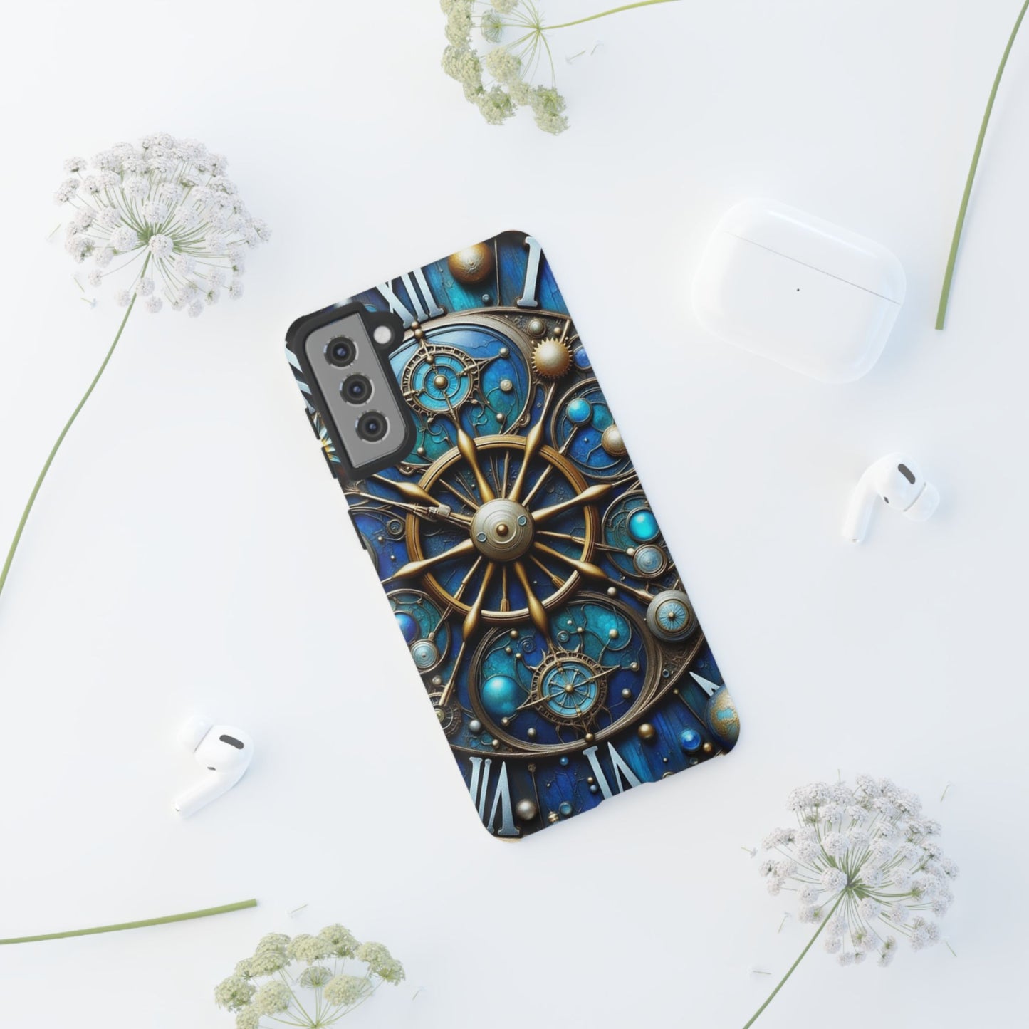 Stylish Phone Cases for Adventurers, Unique Phone Cover, Gift for Friends, Gold and Blue Steampunk Design, Tough Protective Case, Artistic [...]