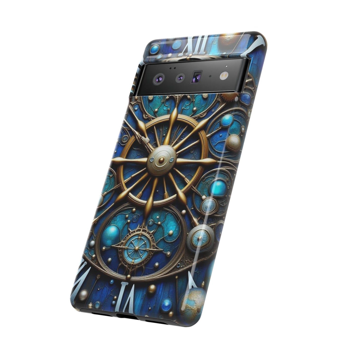 Stylish Phone Cases for Adventurers, Unique Phone Cover, Gift for Friends, Gold and Blue Steampunk Design, Tough Protective Case, Artistic [...]