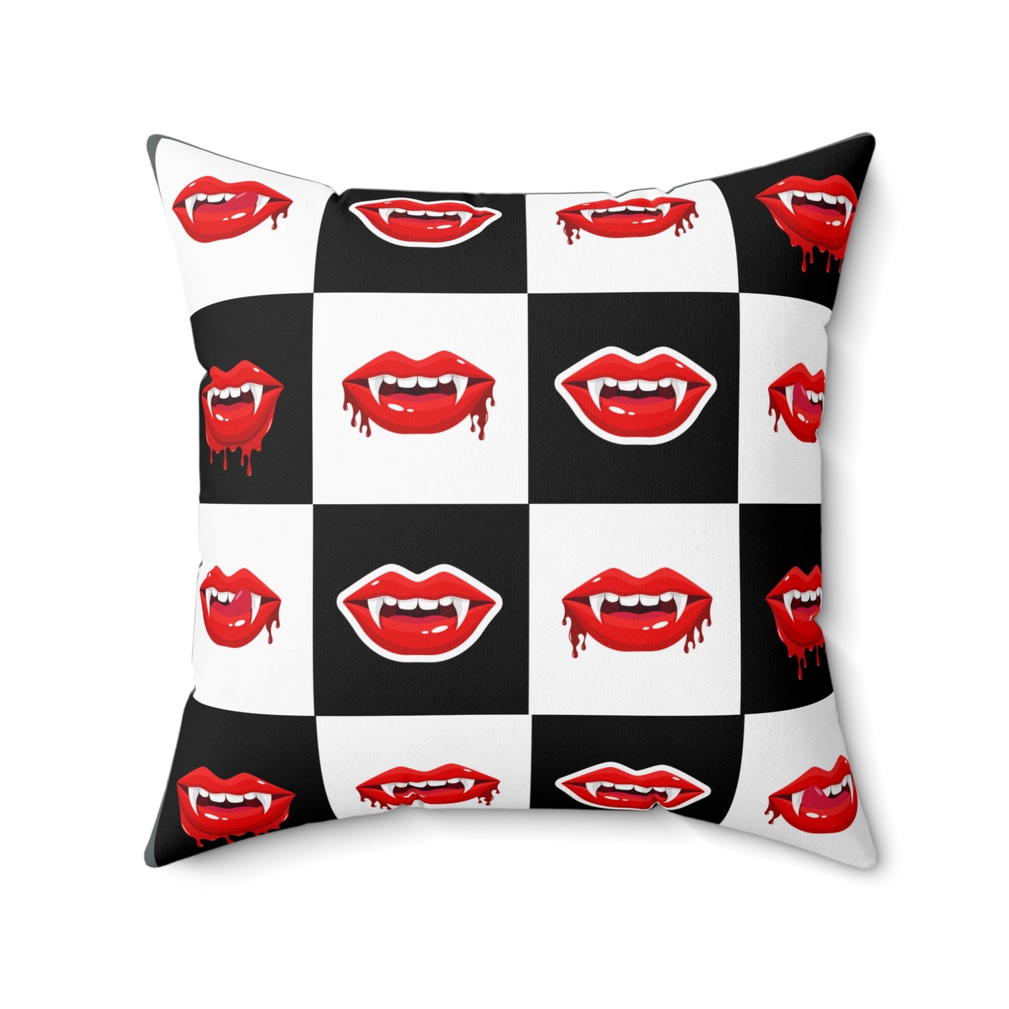 Vampire Lip Square Pillow, Halloween Decor, Gothic Home Accessory, Spooky Throw Pillow, Unique Gift