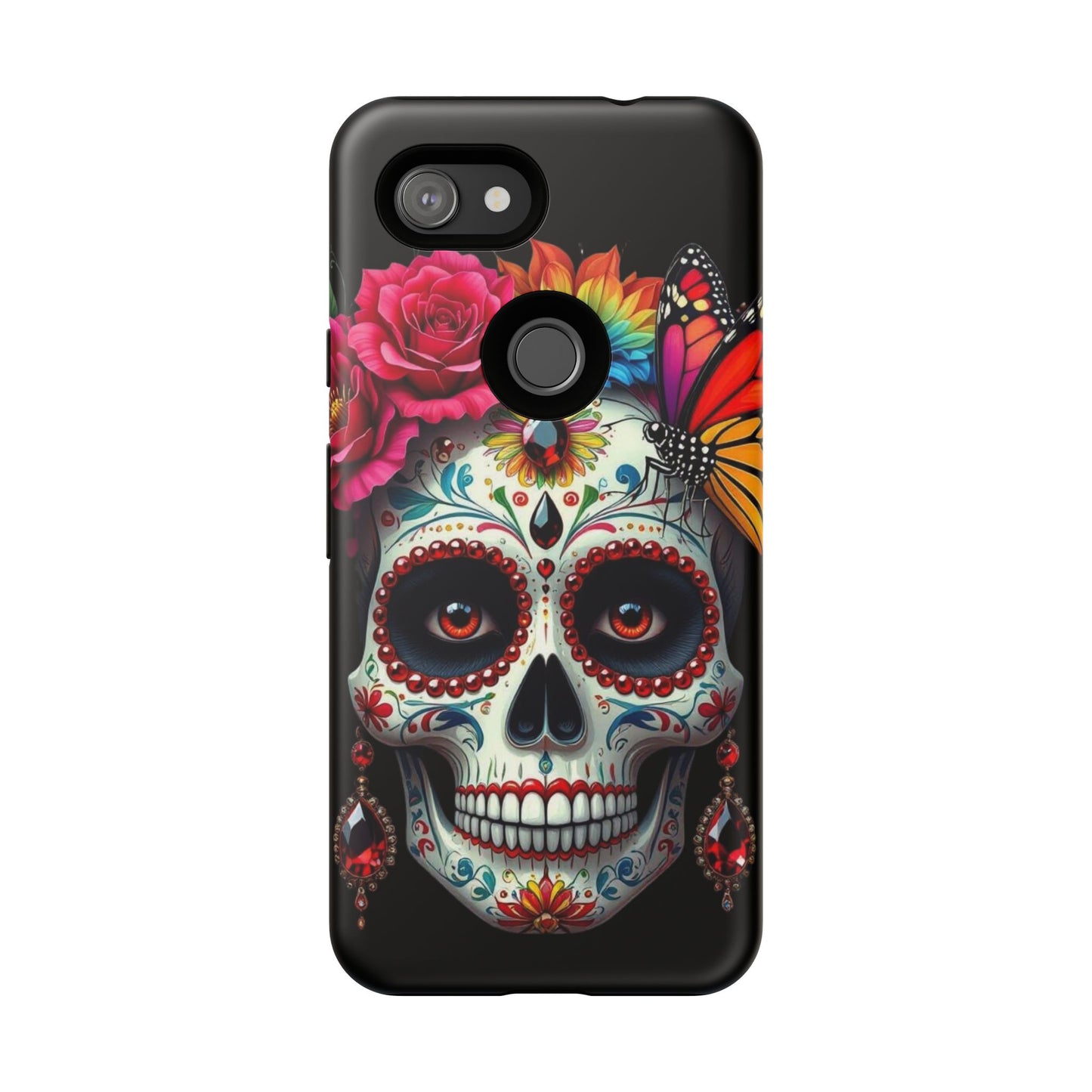 Colorful Sugar Skull Phone Case, Day of the Dead Case, Floral Phone Cover, Flower Skull Design, Edgy Phone Accessory