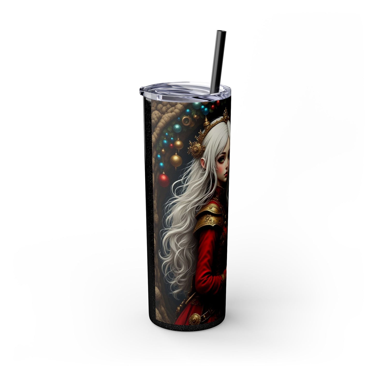 Whimsical Winter Skinny Tumbler with Rabbit Design, Christmas Gift, Holiday Drinkware, Fun Travel Mug, Cute Beverage Container