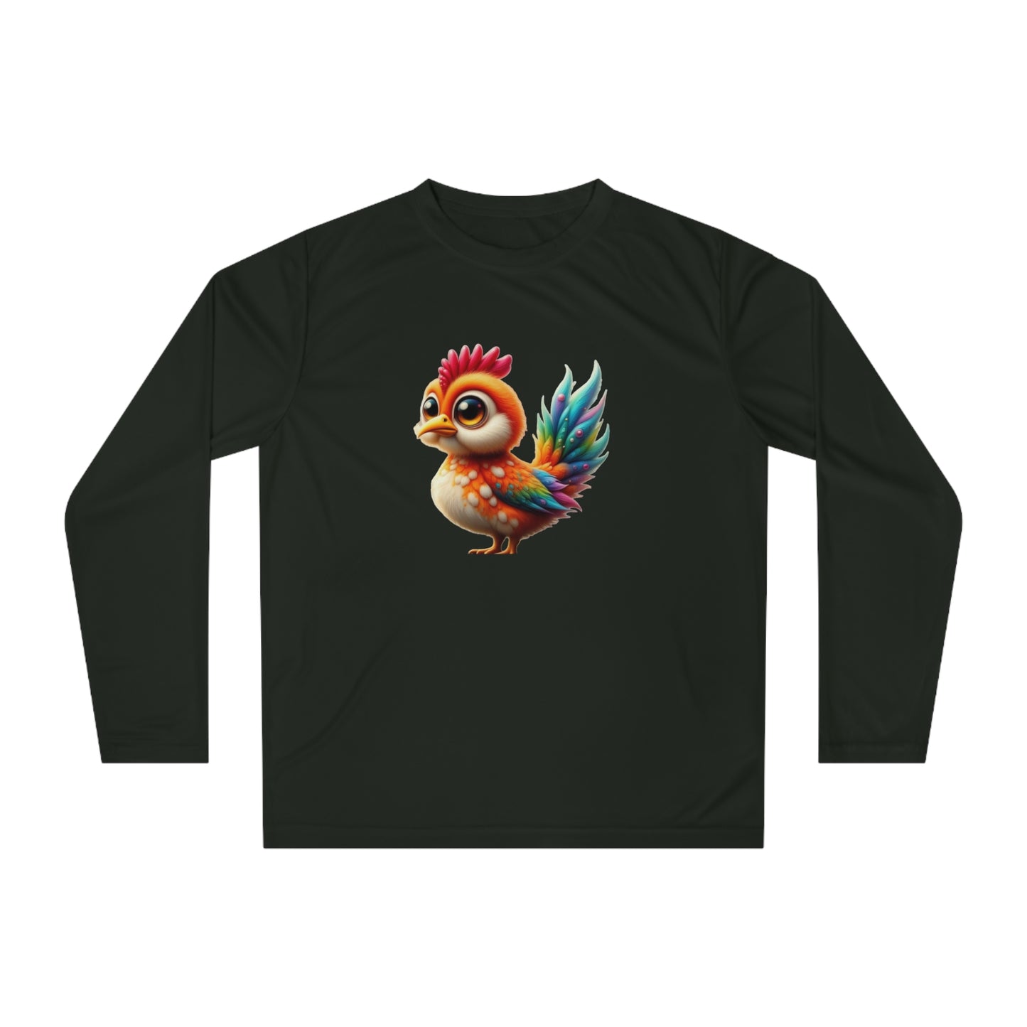 Vibrant Rooster Long Sleeve Shirt, Colorful Animal Tee, Unisex Activewear, Unique Gift for Bird Lovers, Outdoor Funwear, Festival Apparel