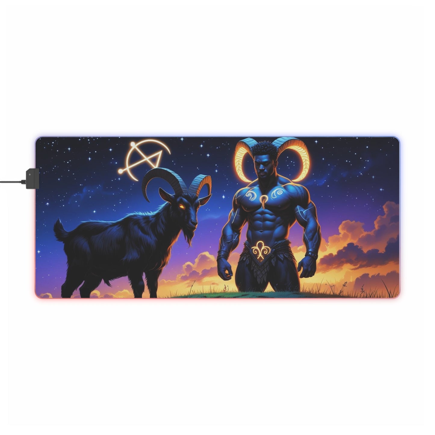 LED Gaming Mouse Pad with Mystic Design, Gamer Accessories, Desk Decor, Computer Gaming Gift, LED Illumination