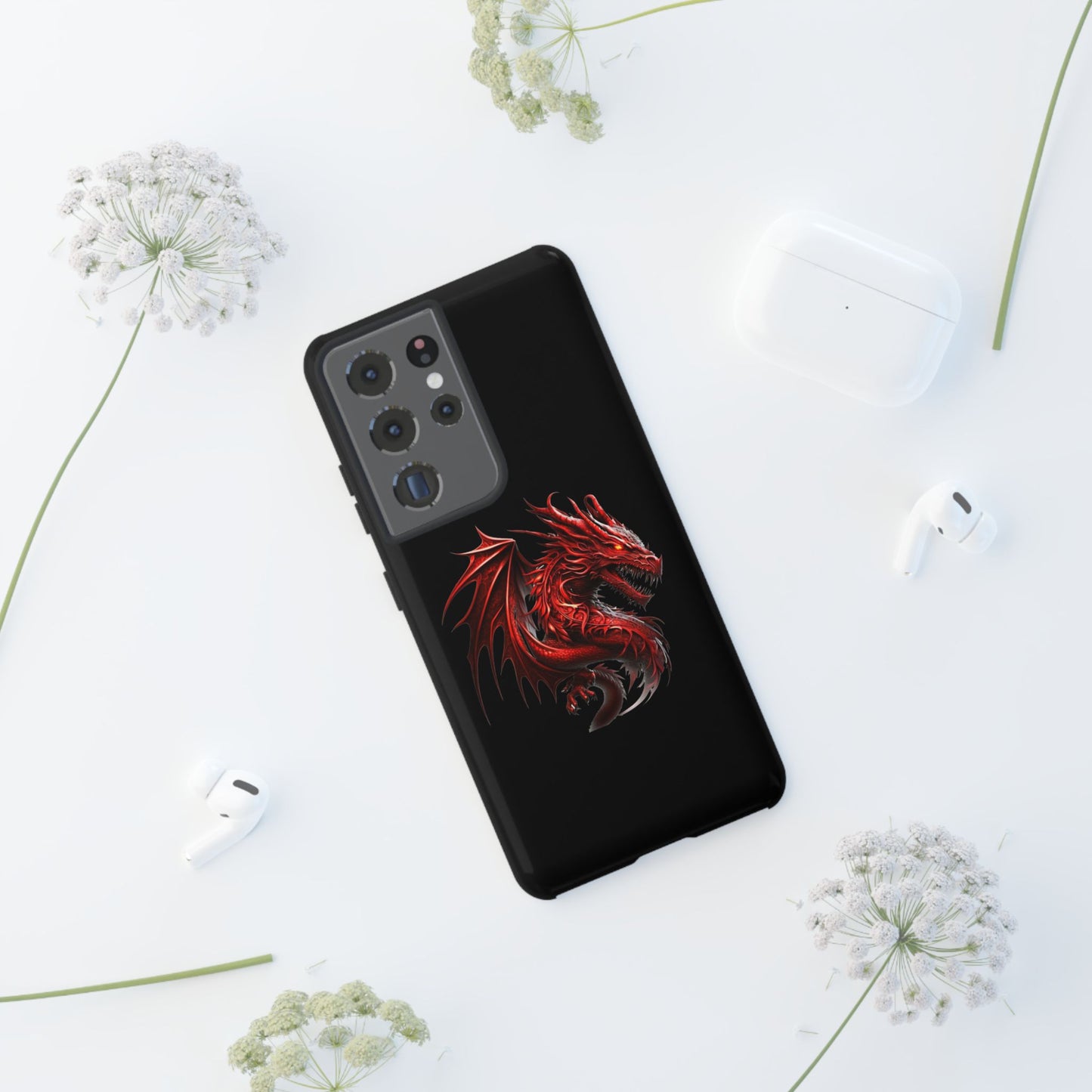 Red Dragon Phone Case, Fantasy Case, Tough Phone Cover, Gift for Gamers, Dragon Lover, Unique Mobile Accessory