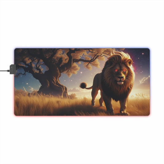 LED Lion Gaming Mouse Pad - Cool Gamer Desk Accessory, RGB Lighting, Gaming Setup, Perfect Gift for Gamers, Home Office Decor