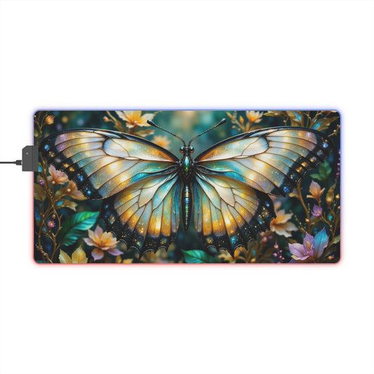 LED Butterfly Gaming Mouse Pad, Colorful Gaming Accessory, Decorative Computer Mat, Butterfly Desk Pad, Unique Gamer Gift