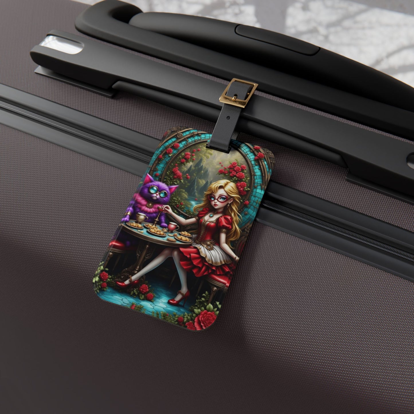 Whimsical Luggage Tag - Enchanting Travel Accessory, Unique Gift for Travelers, Alice in Wonderland Inspired, Personalized Luggage [...]