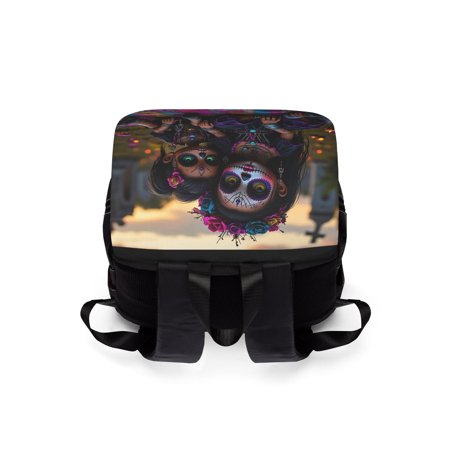 Vibrant Day of the Dead Backpack, Unisex Casual Daypack, Boho Shoulder Bag, Festival Tote, Goth Aesthetic Rucksack
