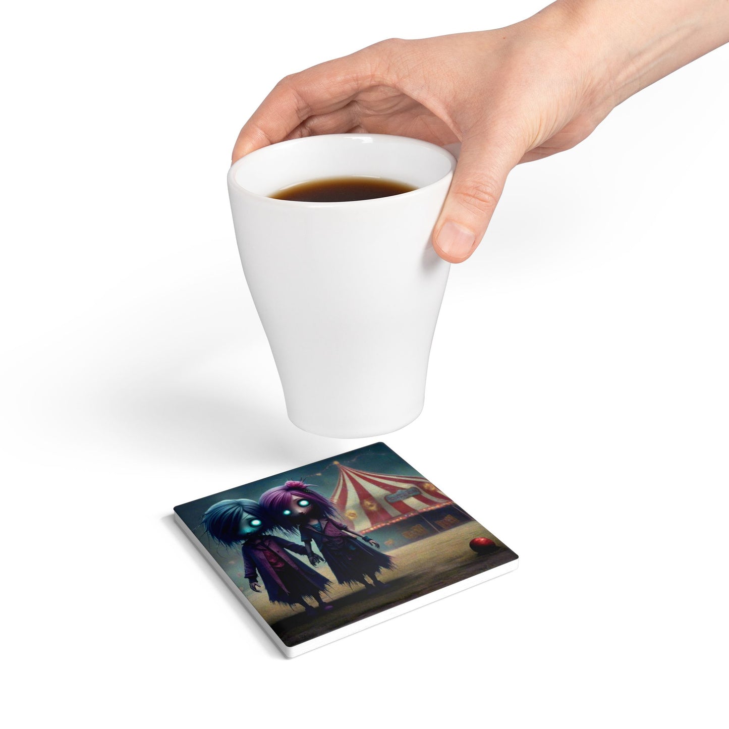 Ceramic Coaster, Tiny Terrors Clara & Cora, Gothic Designs, Gothic Kids, Zombie Kids