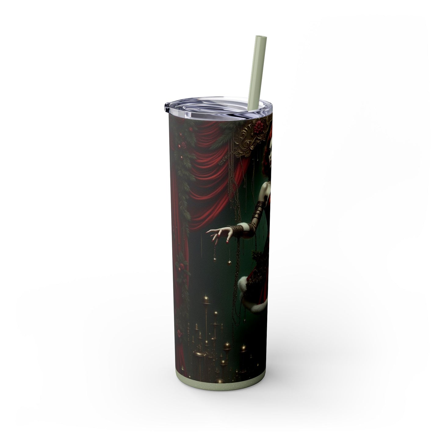 Festive Holiday Skinny Tumbler with Straw, 20oz - Christmas Drinkware, Cute Santa Girl Design, Reusable Travel Mug, Perfect Gift for [...]