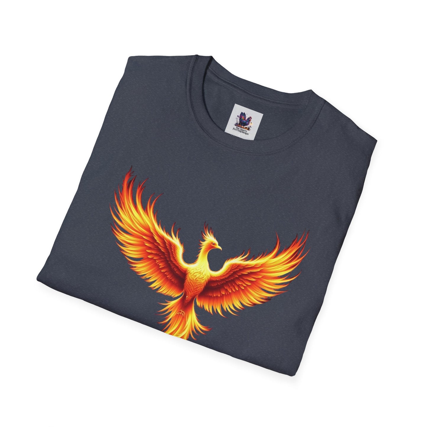 Colorful Phoenix Art Unisex Softstyle T-Shirt, Colorful Tee, Nature-Inspired Apparel, Cute Graphic Shirt