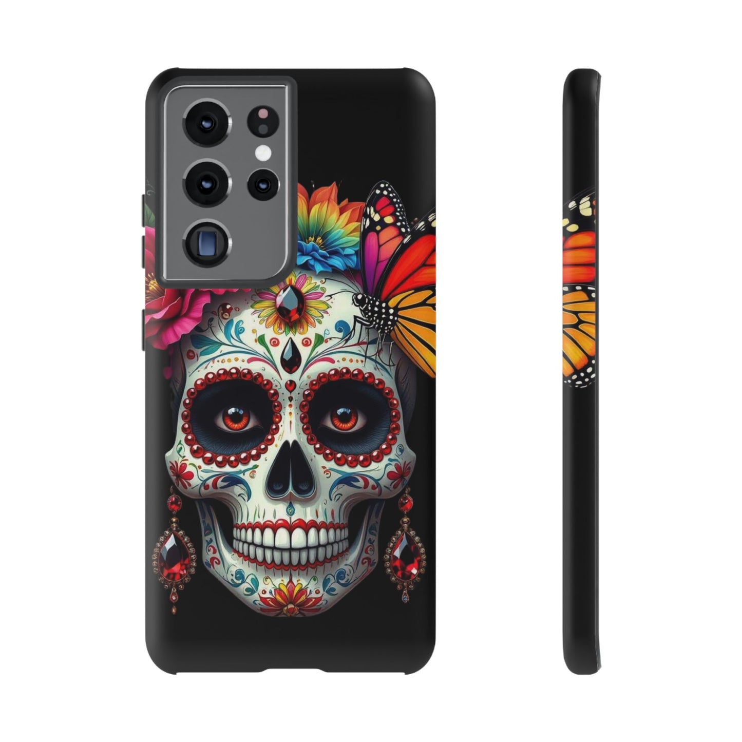 Colorful Sugar Skull Phone Case, Day of the Dead Case, Floral Phone Cover, Flower Skull Design, Edgy Phone Accessory