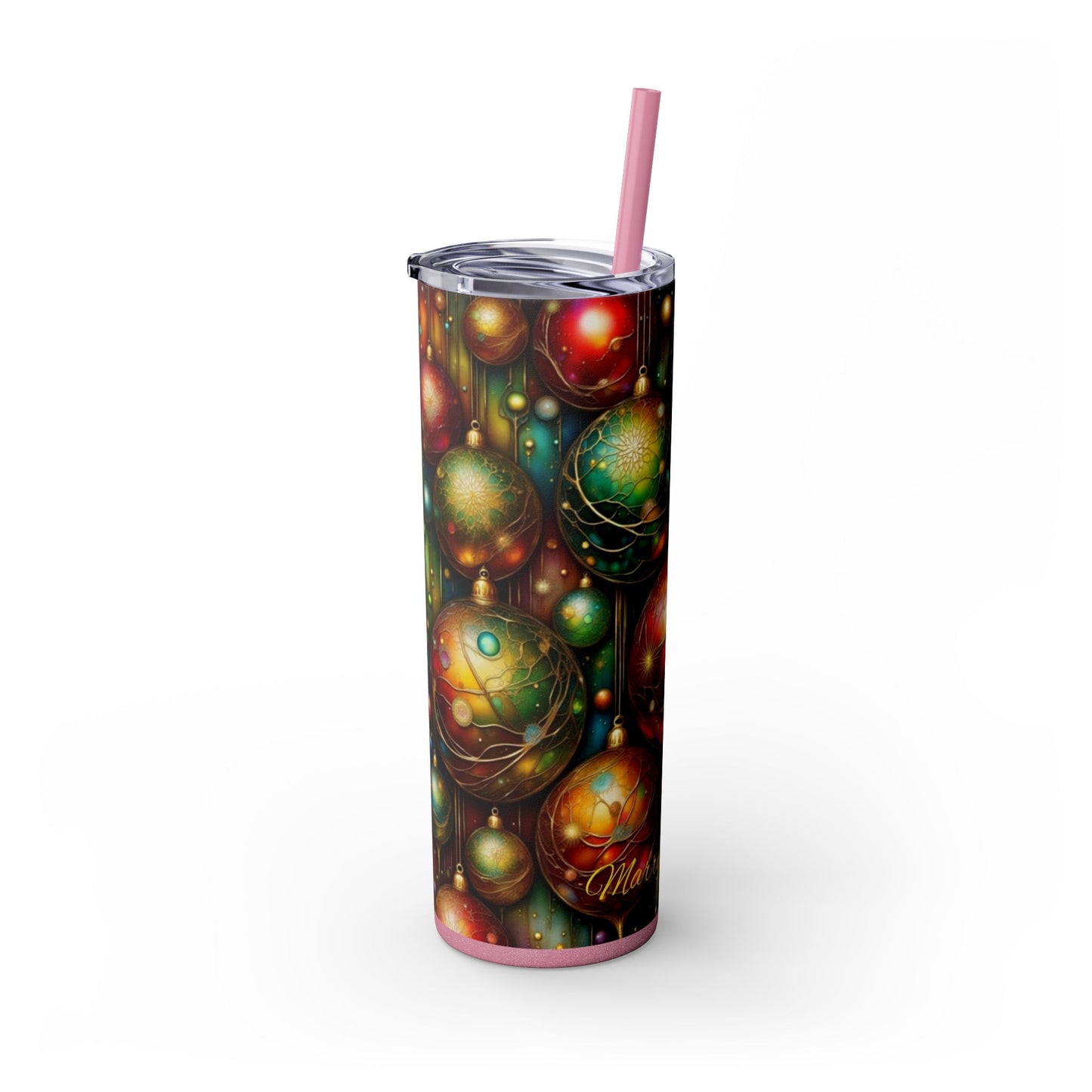 Colorful Holiday Skinny Tumbler, 20oz Christmas Drinkware, Festive Travel Mug, Gift for Him/Her, Party Essential, Reusable Eco-Friendly