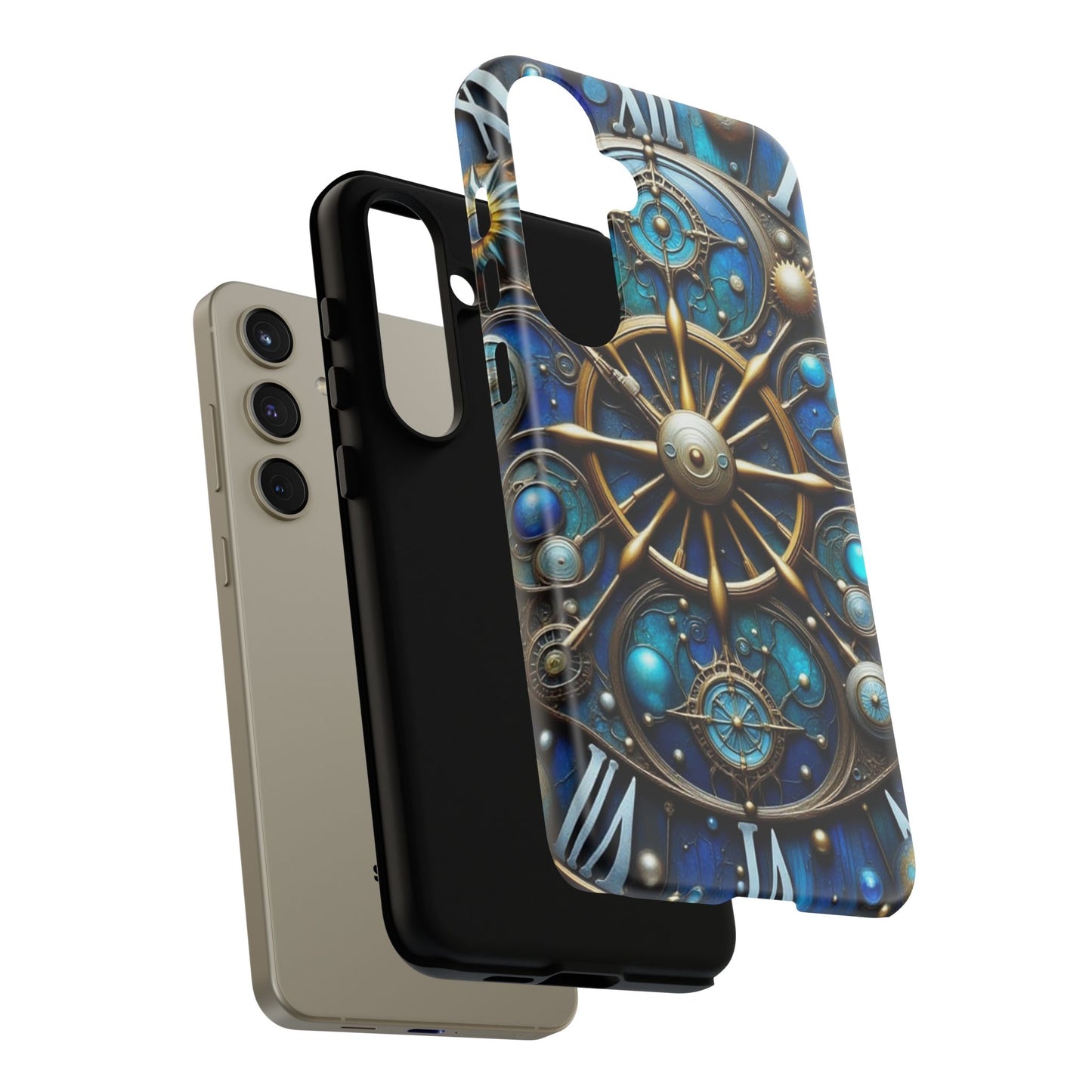 Stylish Phone Cases for Adventurers, Unique Phone Cover, Gift for Friends, Gold and Blue Steampunk Design, Tough Protective Case, Artistic [...]