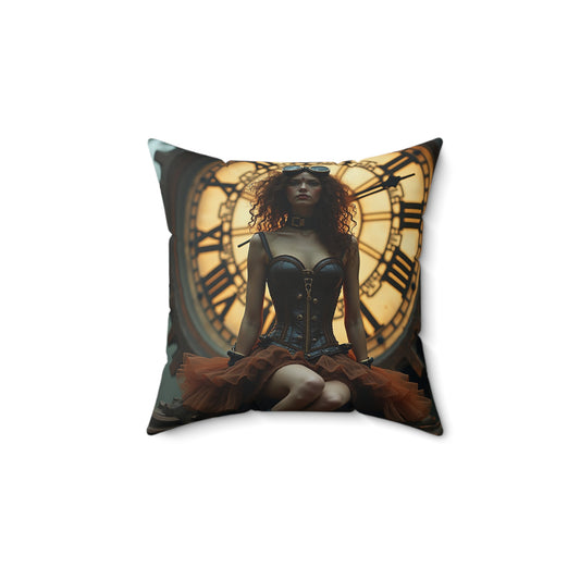 Steampunk Inspire Square Pillow | Vintage Clock Decor, Home Accent, Throw Pillow, Cozy Living Room, Gift for Her