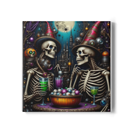 Spooky Celebration Vintage Skeleton Ceramic Coaster, Halloween Decor, Party Gift, Kitchen Accessory, Home Bar Decor, Trick or Treat