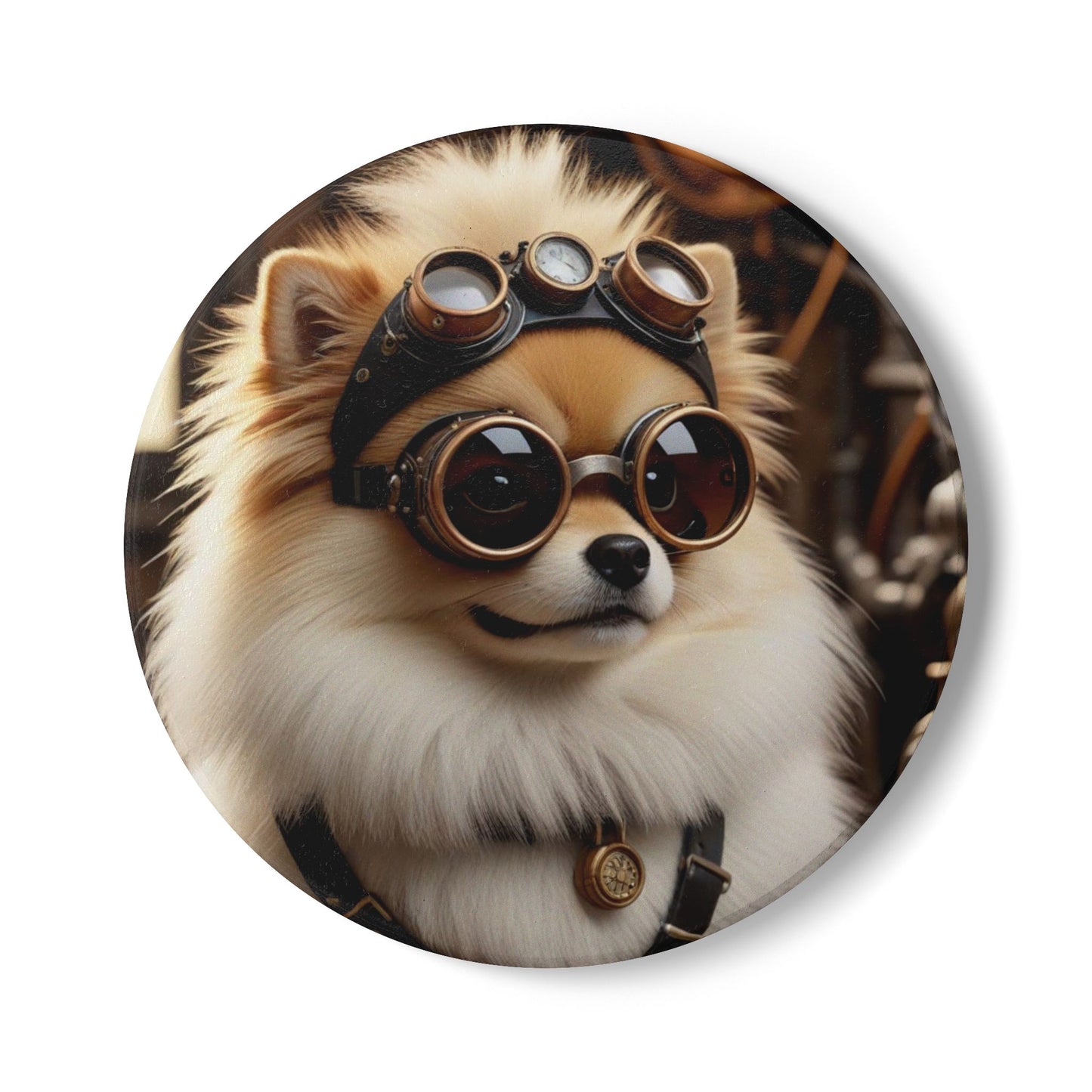 Ceramic Coaster Steampunk Dog Pomeranian, Steampunk, Dog lovers, Unique Designs
