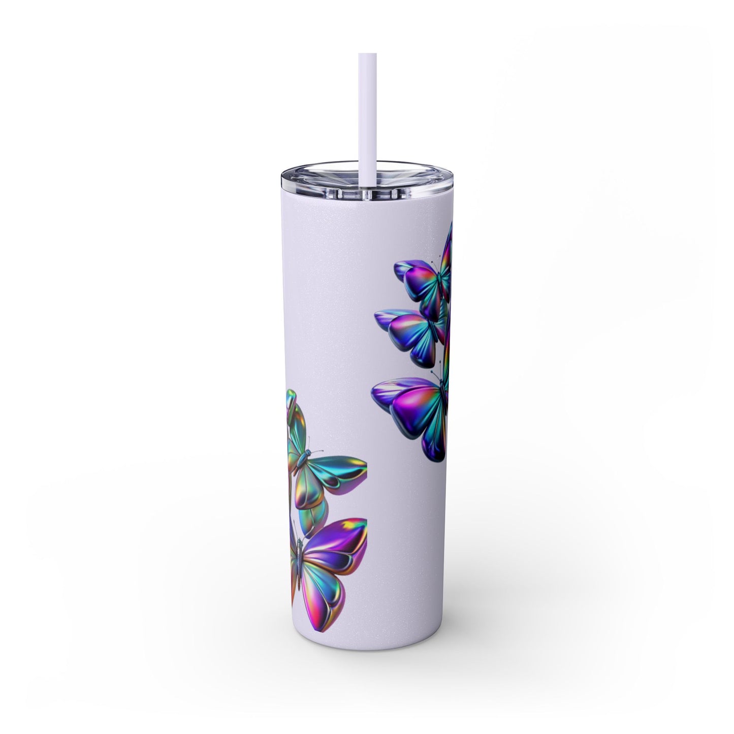 Purple Butterfly Swarm Tumbler with Straw, 20oz