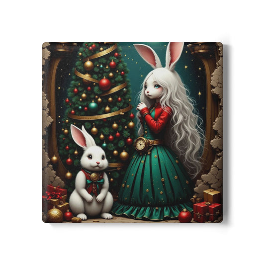Whimsical Christmas Bunny Ceramic Coaster - Cute Holiday Decor, Festive Home Accessory, Gift for Rabbit Lovers, Christmas Tableware, [...]