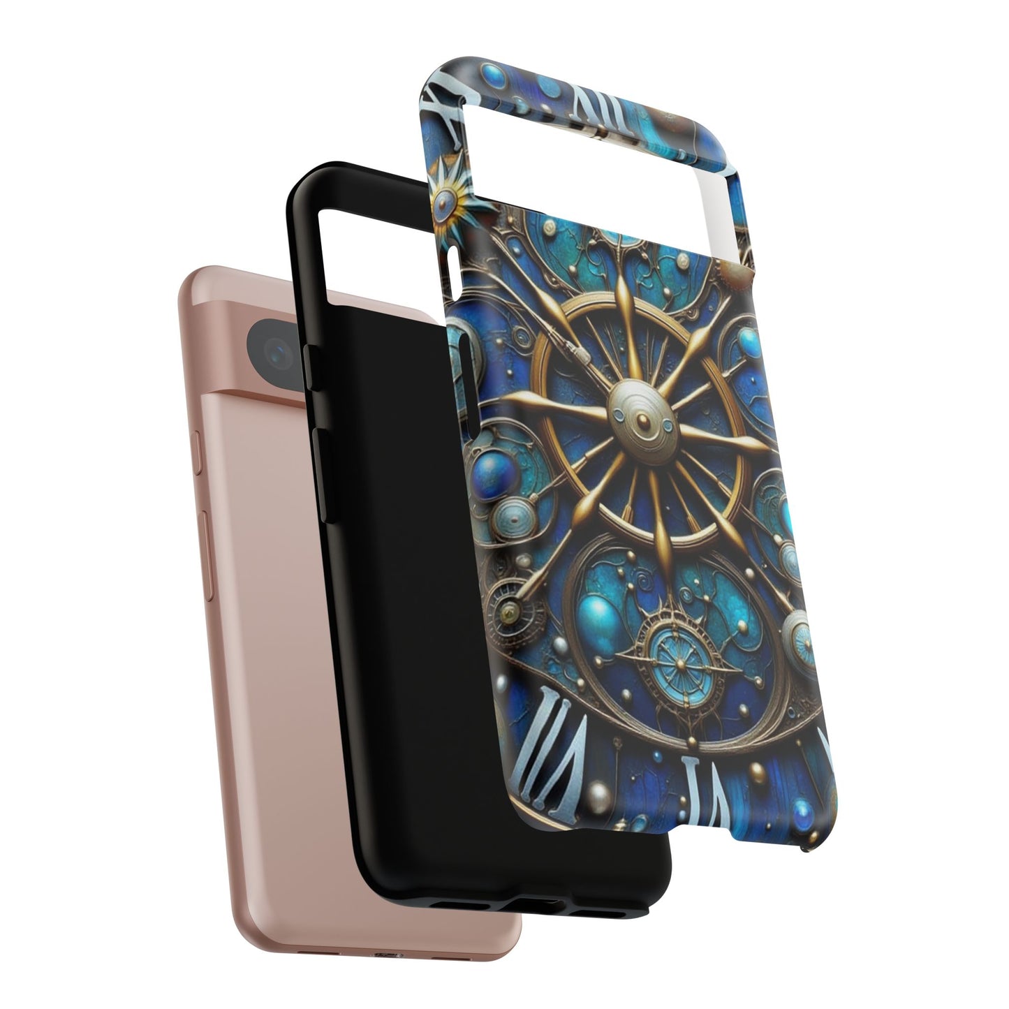 Stylish Phone Cases for Adventurers, Unique Phone Cover, Gift for Friends, Gold and Blue Steampunk Design, Tough Protective Case, Artistic [...]