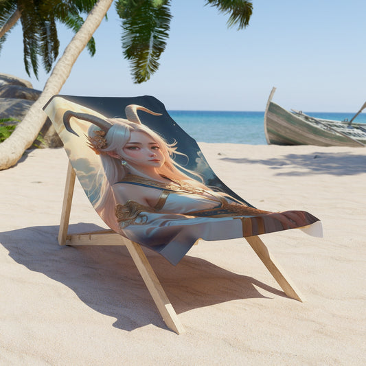 Zodiac Capricorn, Enchanting Beach Towel with Ethereal Design, Summer Vibes, Perfect for Pool Days, Gift for Her, Beach Accessory, Fantasy Art Towels