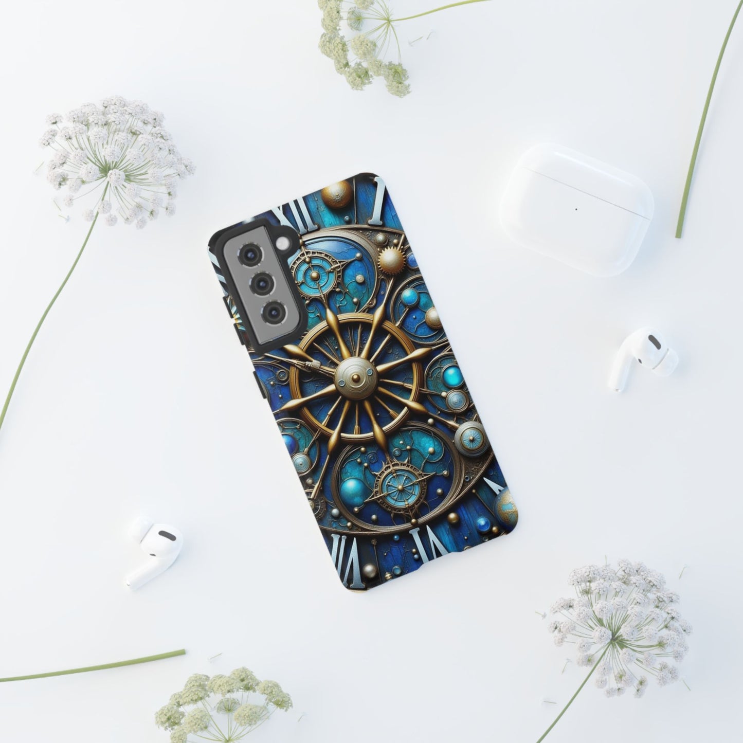 Stylish Phone Cases for Adventurers, Unique Phone Cover, Gift for Friends, Gold and Blue Steampunk Design, Tough Protective Case, Artistic [...]