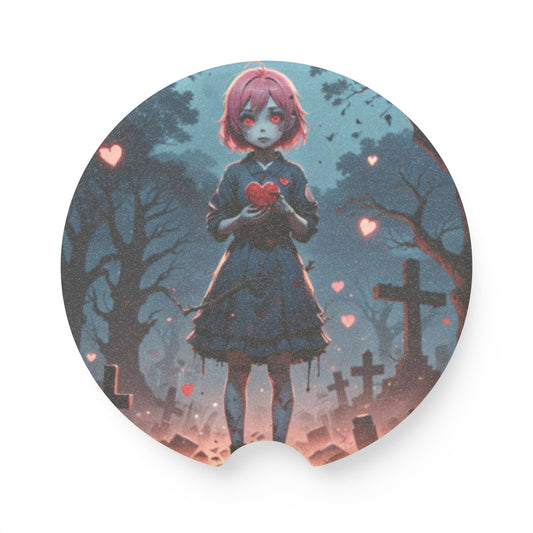 Gothic Soapstone Car Coaster, Dark Fantasy Coaster, Automotive Décor, Novelty Gift, Spooky Car Accessory, Halloween Gift Idea, Anime