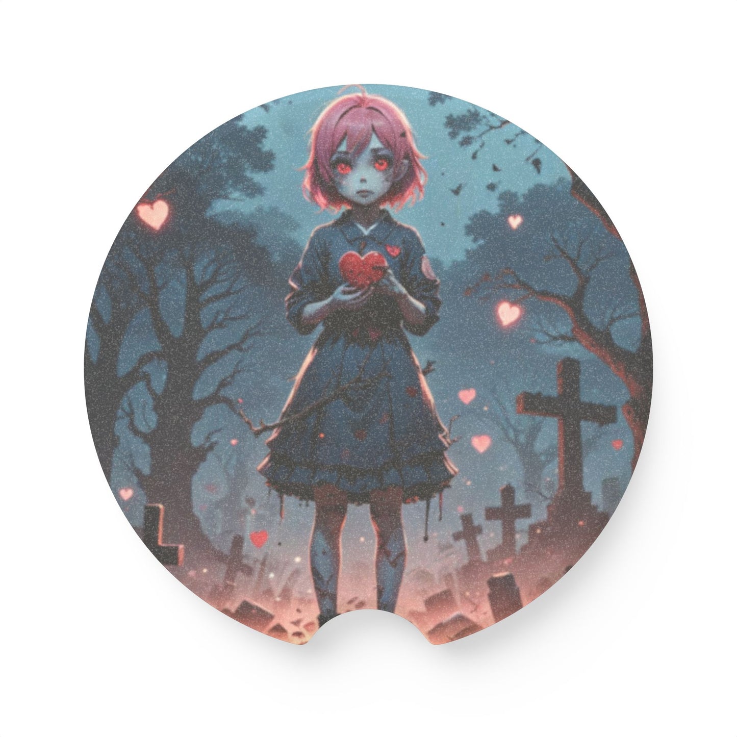 Gothic Soapstone Car Coaster, Dark Fantasy Coaster, Automotive Décor, Novelty Gift, Spooky Car Accessory, Halloween Gift Idea, Anime