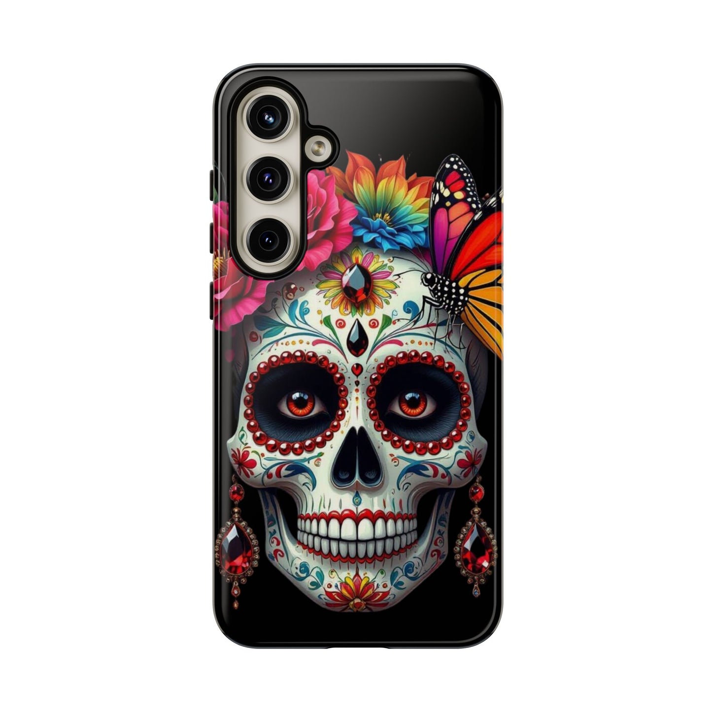Colorful Sugar Skull Phone Case, Day of the Dead Case, Floral Phone Cover, Flower Skull Design, Edgy Phone Accessory