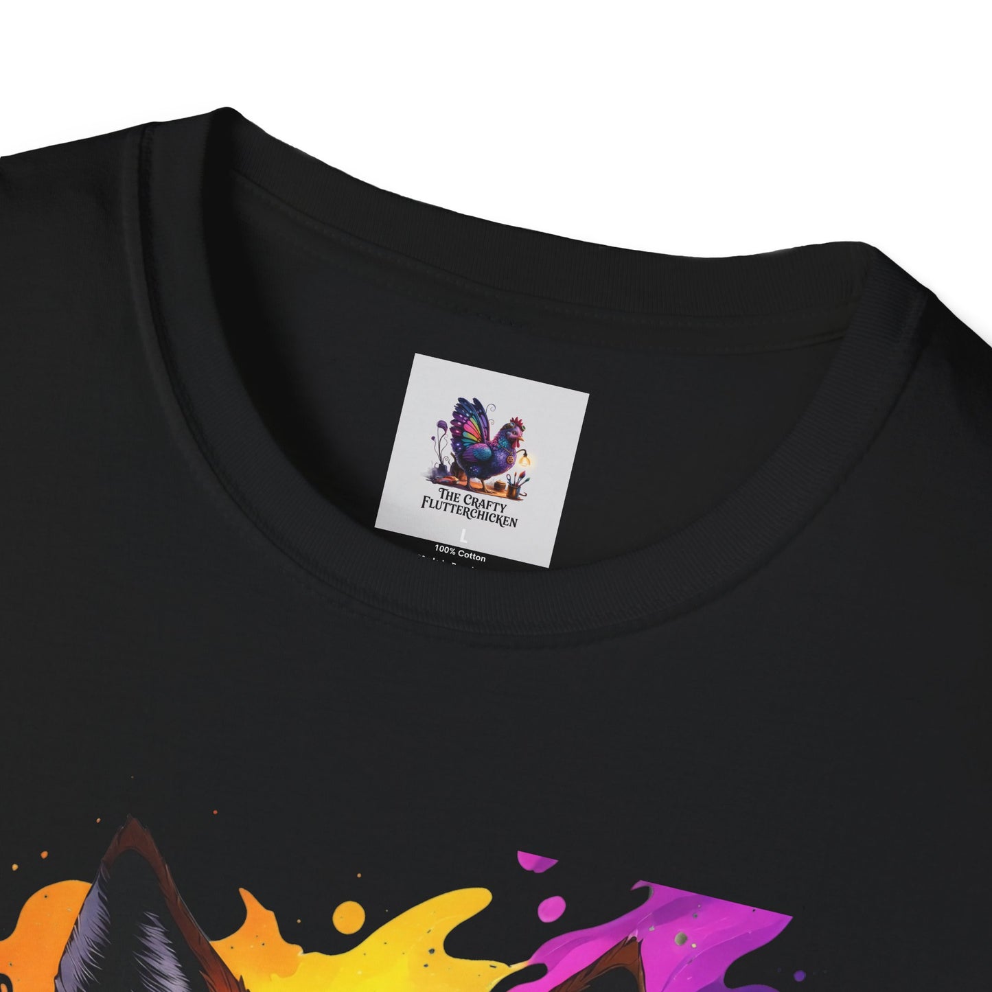 Colorful Wolf Art Unisex Softstyle T-Shirt, Animal Lover Gift, Colorful Tee, Nature-Inspired Apparel, Cute Graphic Shirt