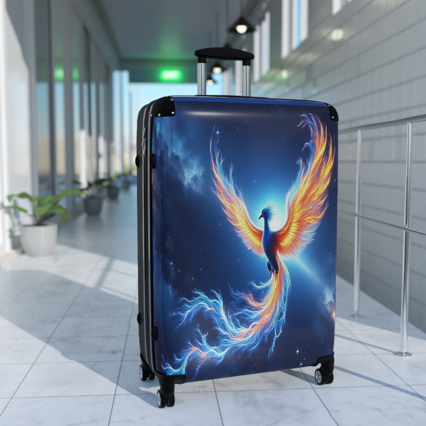 Celestial Phoenix Design Suitcase, Travel Luggage with Unique Art, Gift for Travelers, Stylish Carry-On, Carry-on Bag
