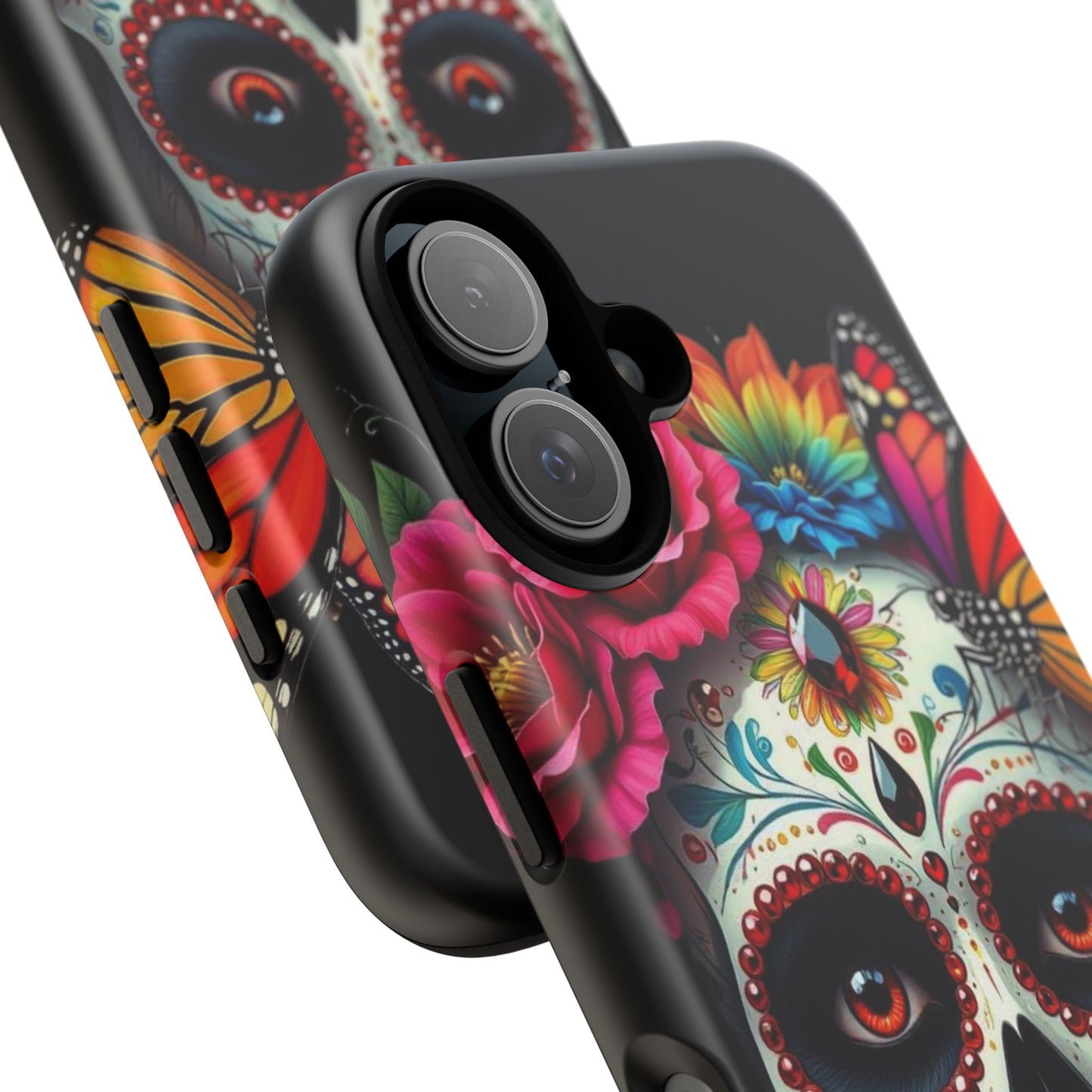 Colorful Sugar Skull Phone Case, Day of the Dead Case, Floral Phone Cover, Flower Skull Design, Edgy Phone Accessory