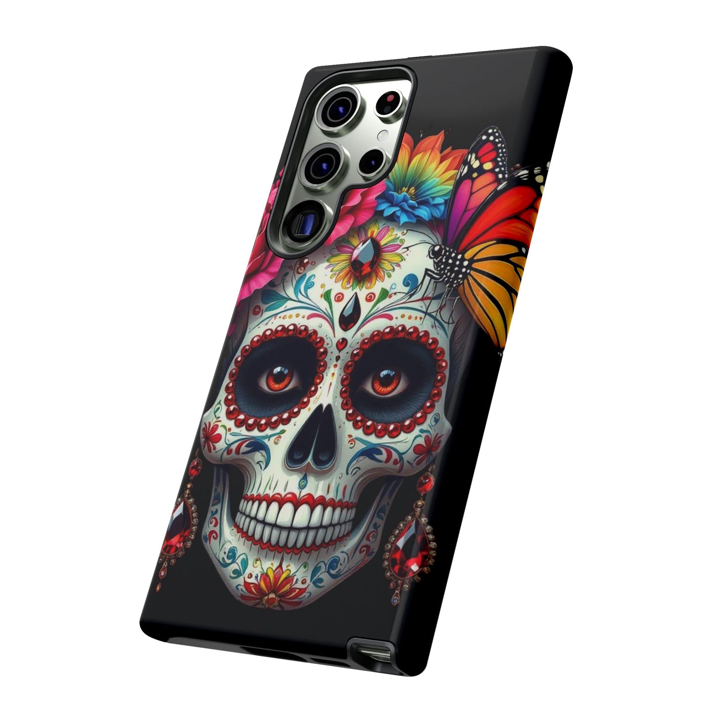 Colorful Sugar Skull Phone Case, Day of the Dead Case, Floral Phone Cover, Flower Skull Design, Edgy Phone Accessory