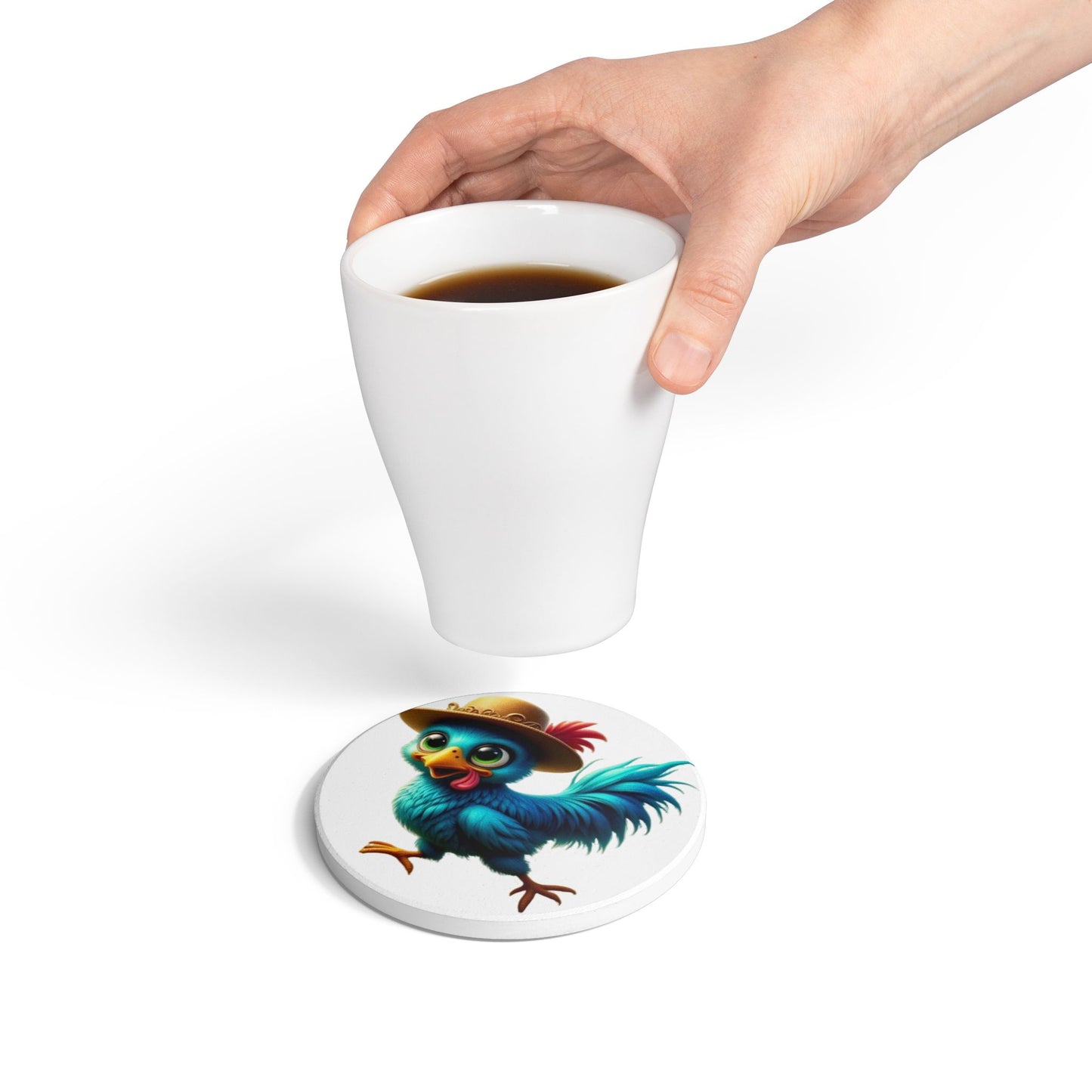 Ceramic Coaster, Chicken Periwinkle, Unique Designs, Gift Ideas