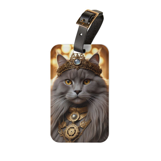 Royal Cat Luggage Tag, Pet Travel Accessory, Animal Lover Gift, Cat Themed Travel Item, Unique Baggage Identifier
