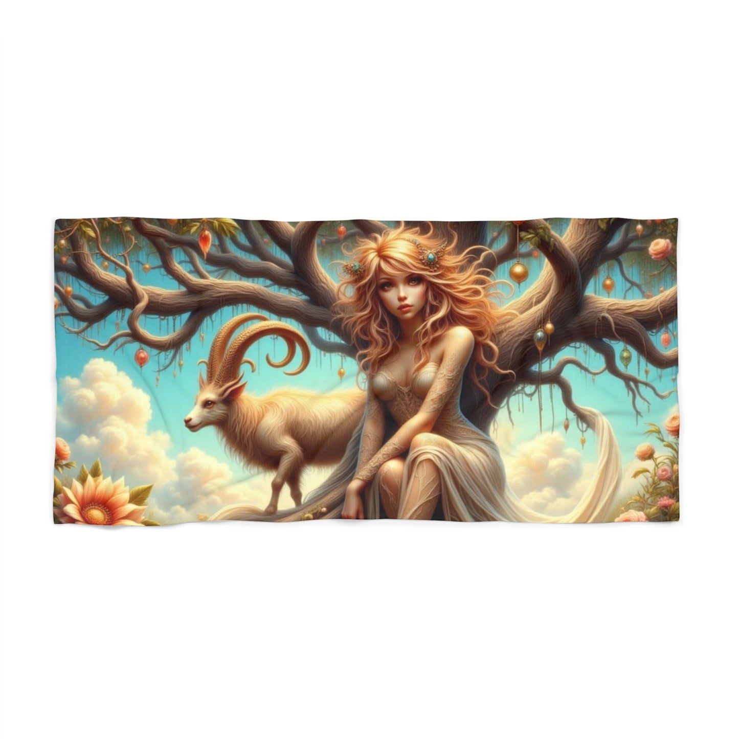 Zodiac Aries, Whimsical Floral Beach Towel, Bohemian Towel, Summer Essential, Poolside Accessory, Gift for Beach Lovers, Vibrant Artwork Towel