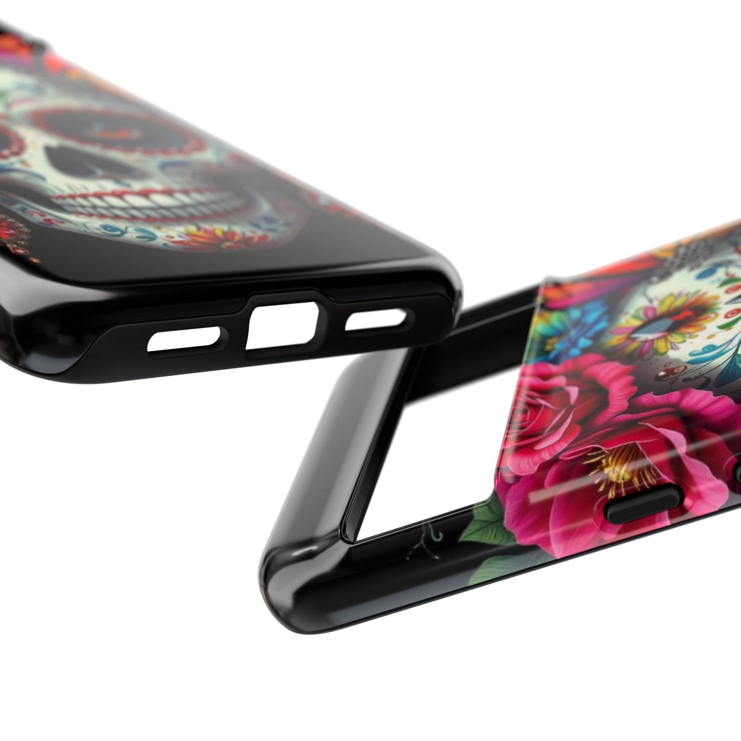 Colorful Sugar Skull Phone Case, Day of the Dead Case, Floral Phone Cover, Flower Skull Design, Edgy Phone Accessory